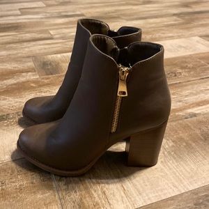 Brown Zip Up Ankle Boots